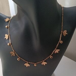 Gold-Tone Stainless Tree Charm Necklace for Women